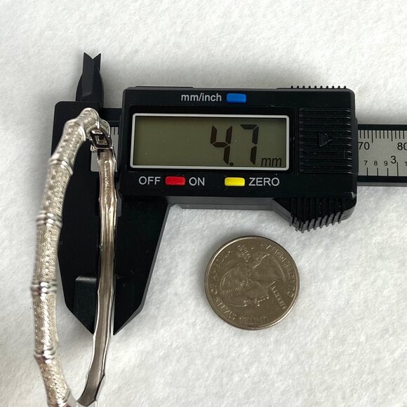 Sterling Silver 925 DBJ Oval Bamboo Hinged Diamond Bangle Bracelet Sz 7.25" - Picture 16 of 16